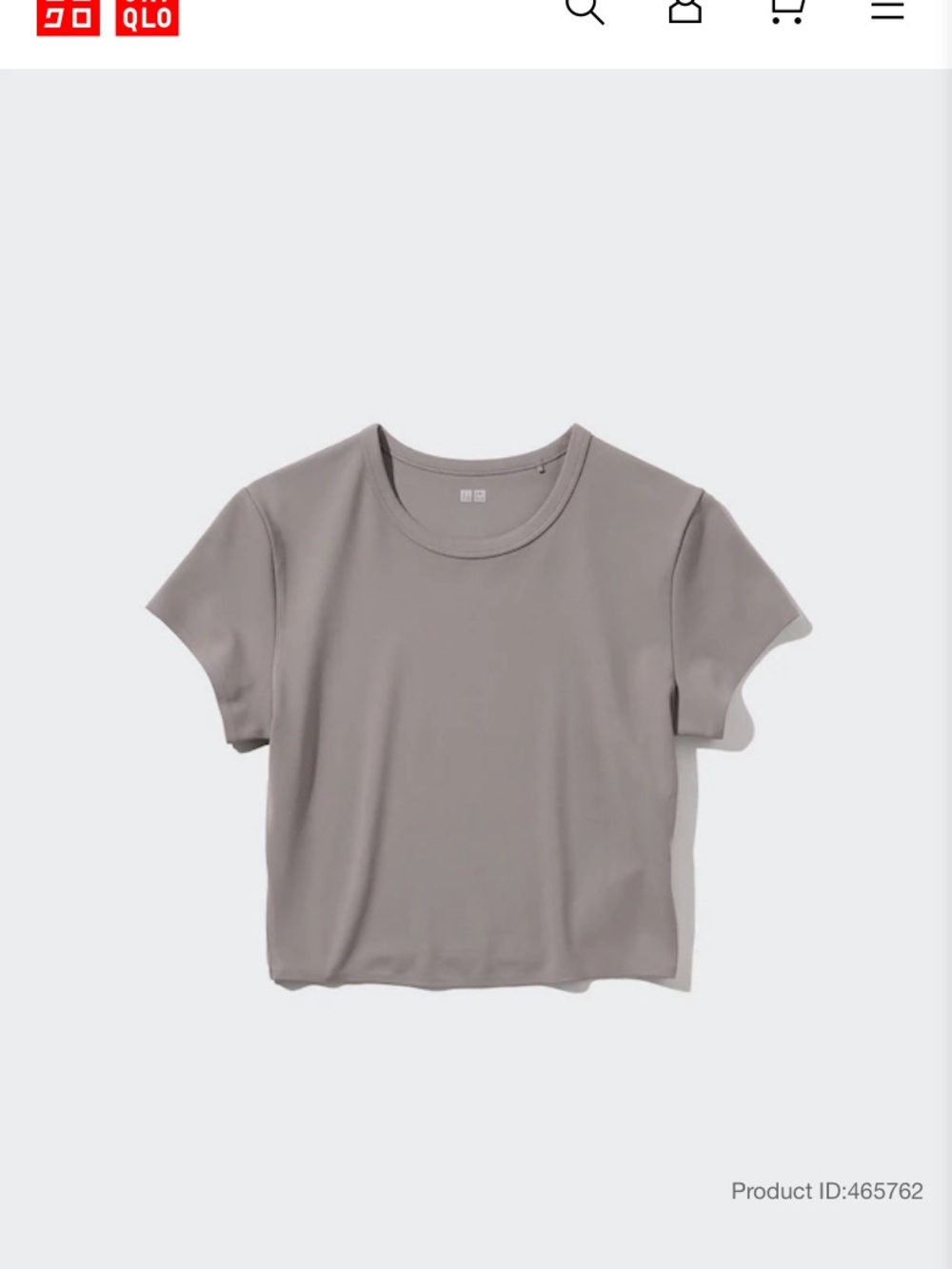 UNIQLO Ultra Stretch AIRism Cropped T-Shirt - Large - Purple/Gray